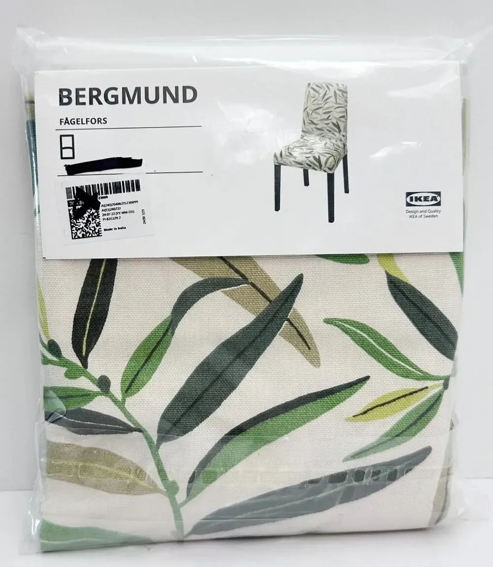 IKEA BERGMUND Chair Cover Fagelfors Multicolor Leaf Pattern - NEW